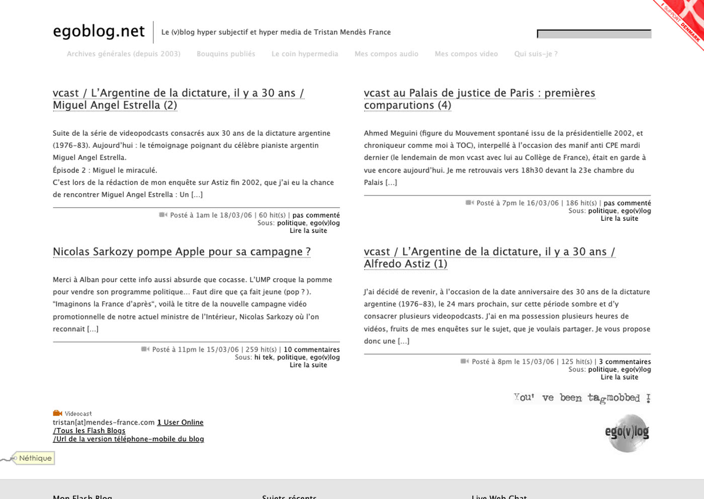 Passage à WordPress, mars 2006
