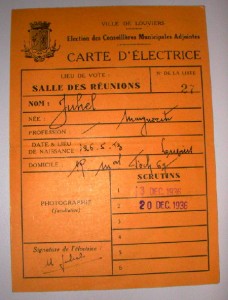 Carte d'électrice de 1936